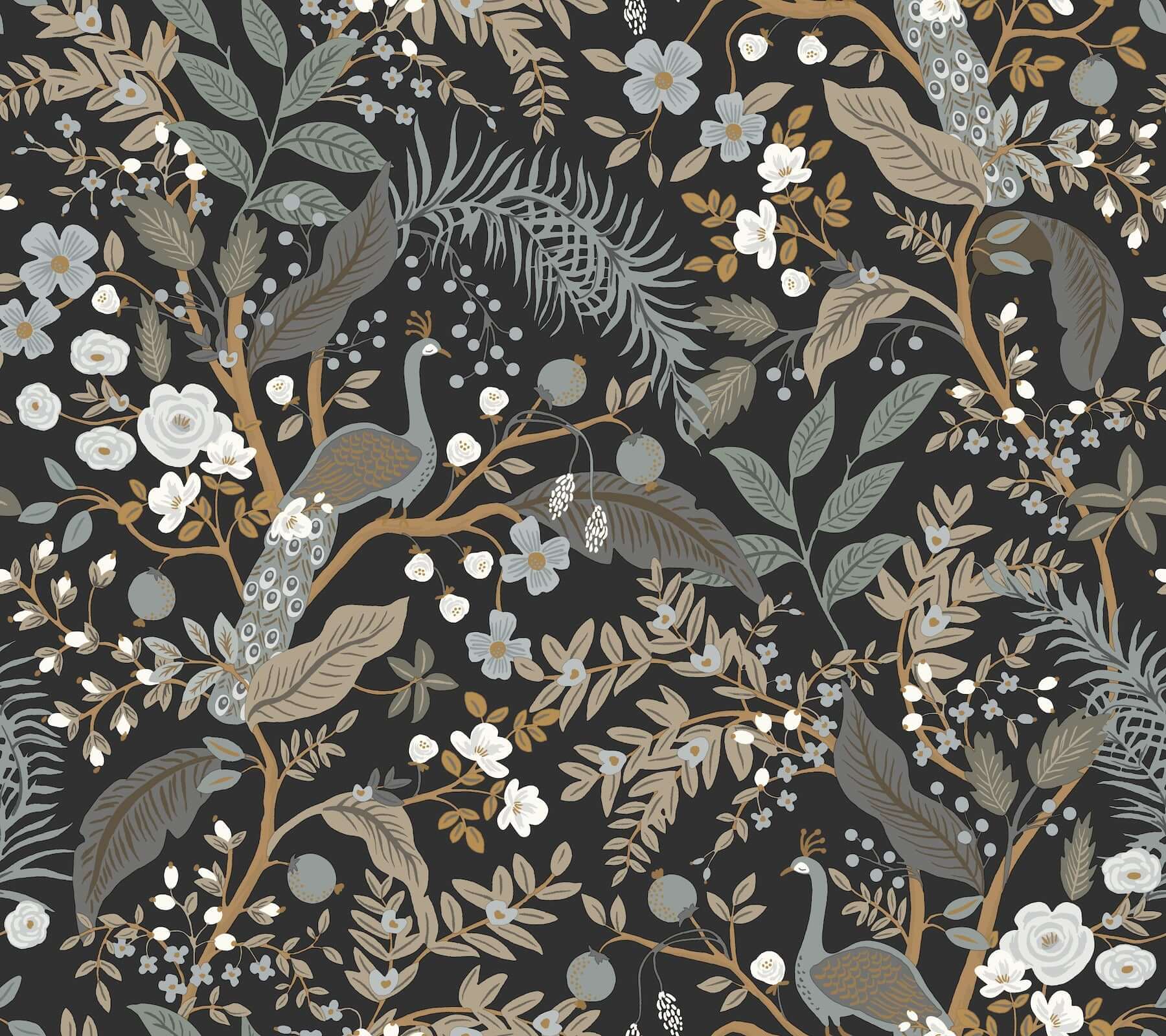 York  Spotted: York at High Point Market  Peacock Garden Peel + Stick Wallpaper- Black PSW1537RL