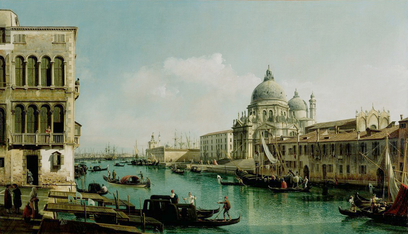 Affresco Классические пейзажи Bernardo Bellotto, View of the Grand Canal and the Dogana