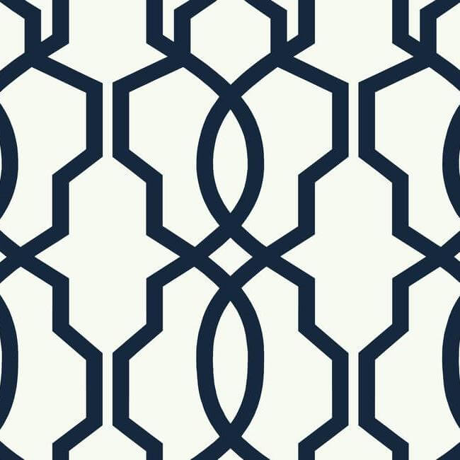 York  Geometric Resource Library  Hourglass Trellis Wallpaper- Navy/White GM7521