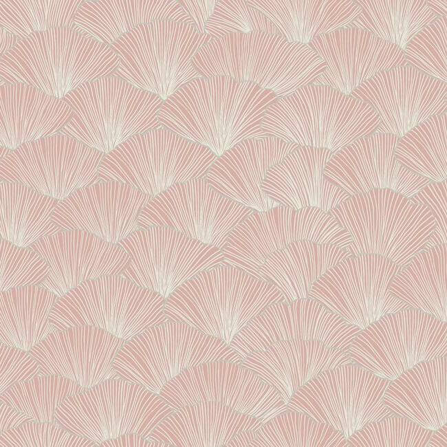 York  Candice Olson Modern Artisan Second Edition  Luminous Ginkgo Wallpaper- Soft Coral CI2334