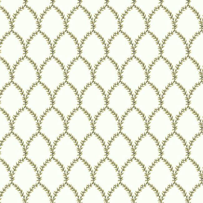 York  Rifle Paper Co. Wallcoverings  Laurel Wallpaper- Gold & White RI5176