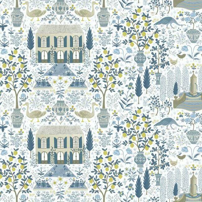 York  Rifle Paper Co. Wallcoverings  Camont Wallpaper- Indigo RI5108