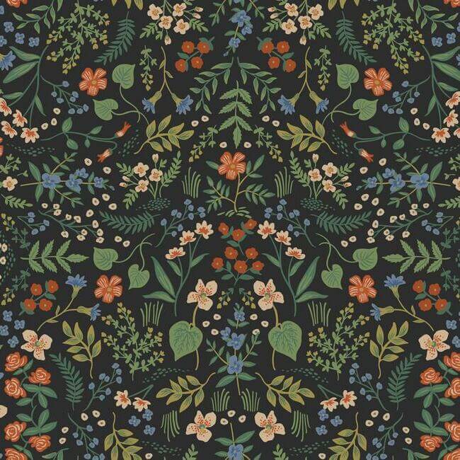 York  Rifle Paper Co. Wallcoverings  Wildwood Wallpaper- Black Multi RI5158
