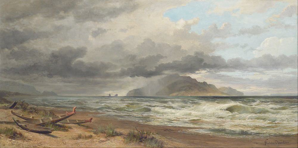 Affresco Классические пейзажи Nicholas Chevalier, Cook Strait New Zealand