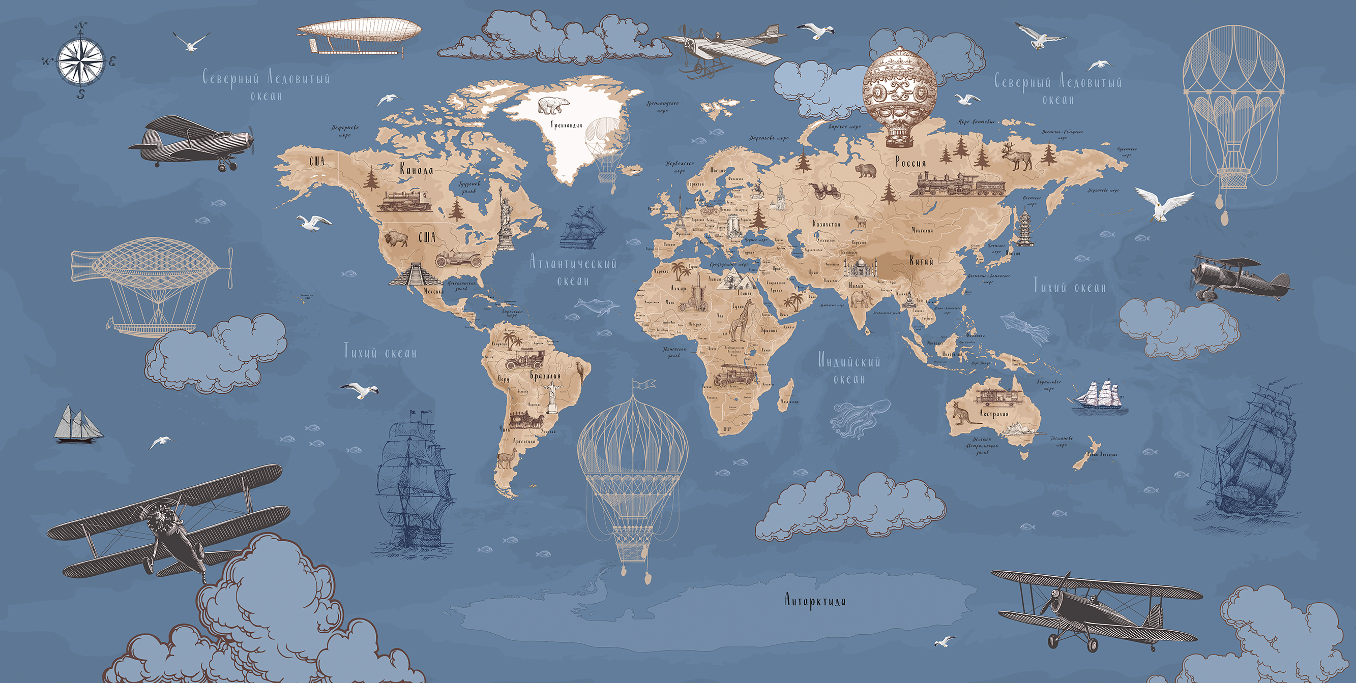 206230 Creativille карта мира 80 дней вокруг света