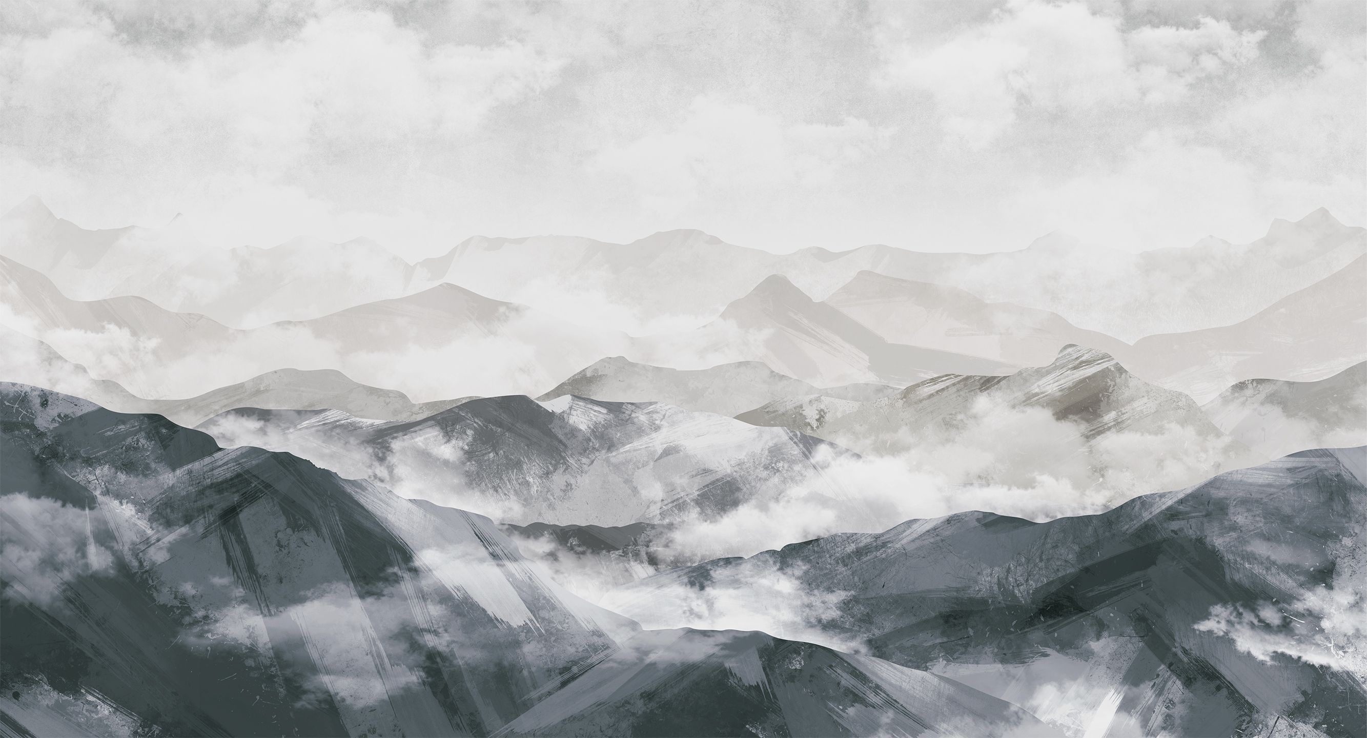 257022 Creativille горный пейзаж с облаками