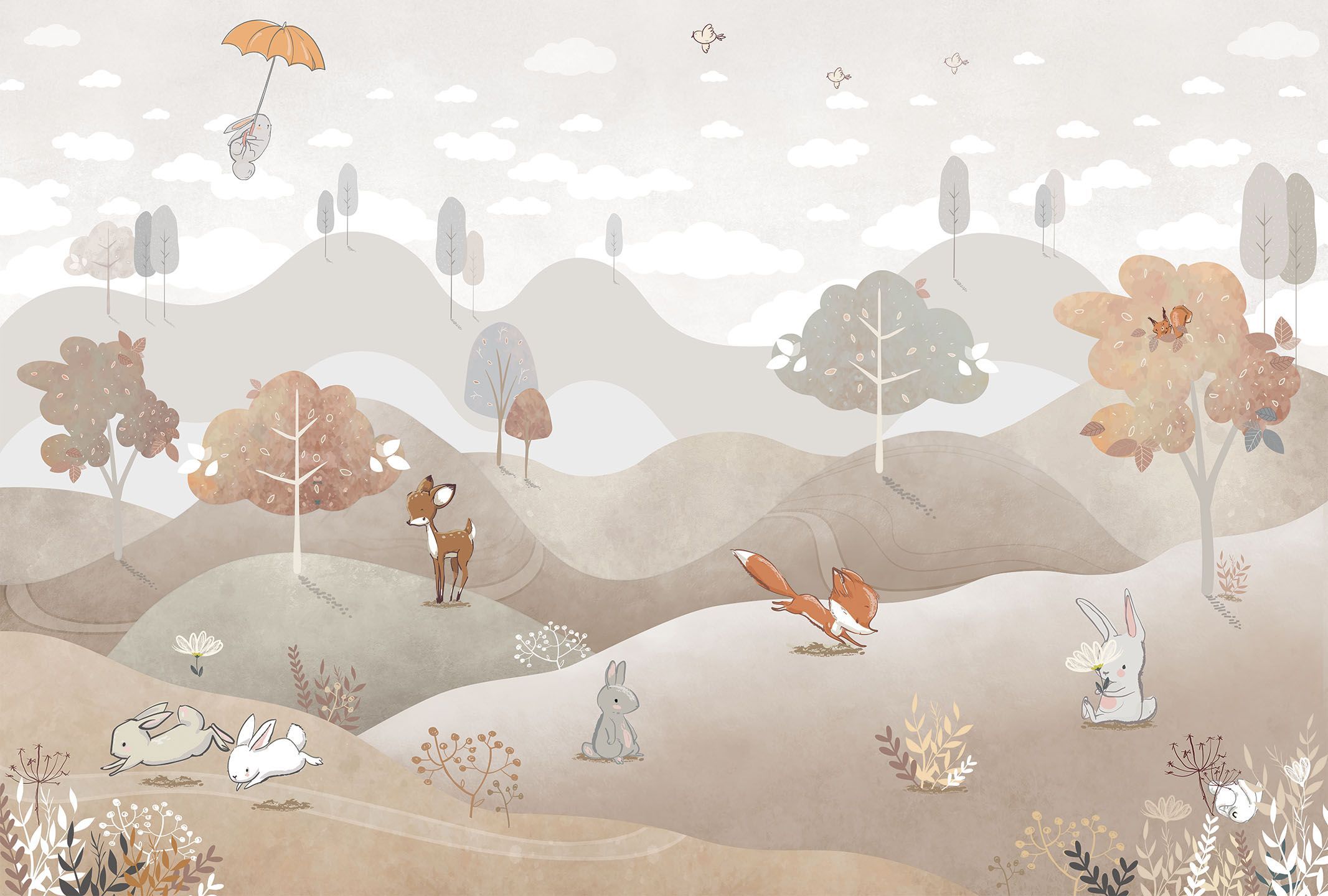 256011  Creativille холмистый пейзаж со зверушками