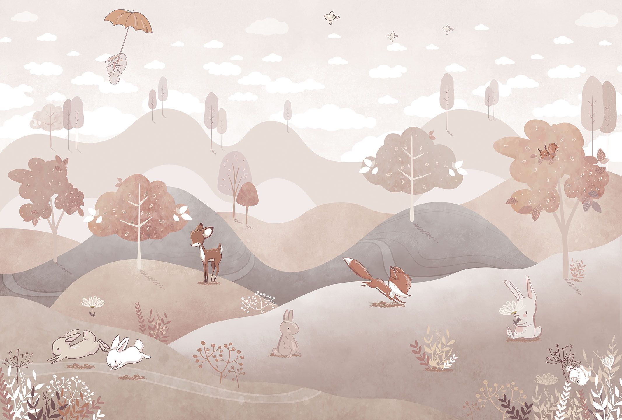 256014  Creativille холмистый пейзаж со зверушками