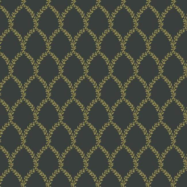 York  Rifle Paper Co. Wallcoverings  Laurel Wallpaper- Gold & Black RI5177