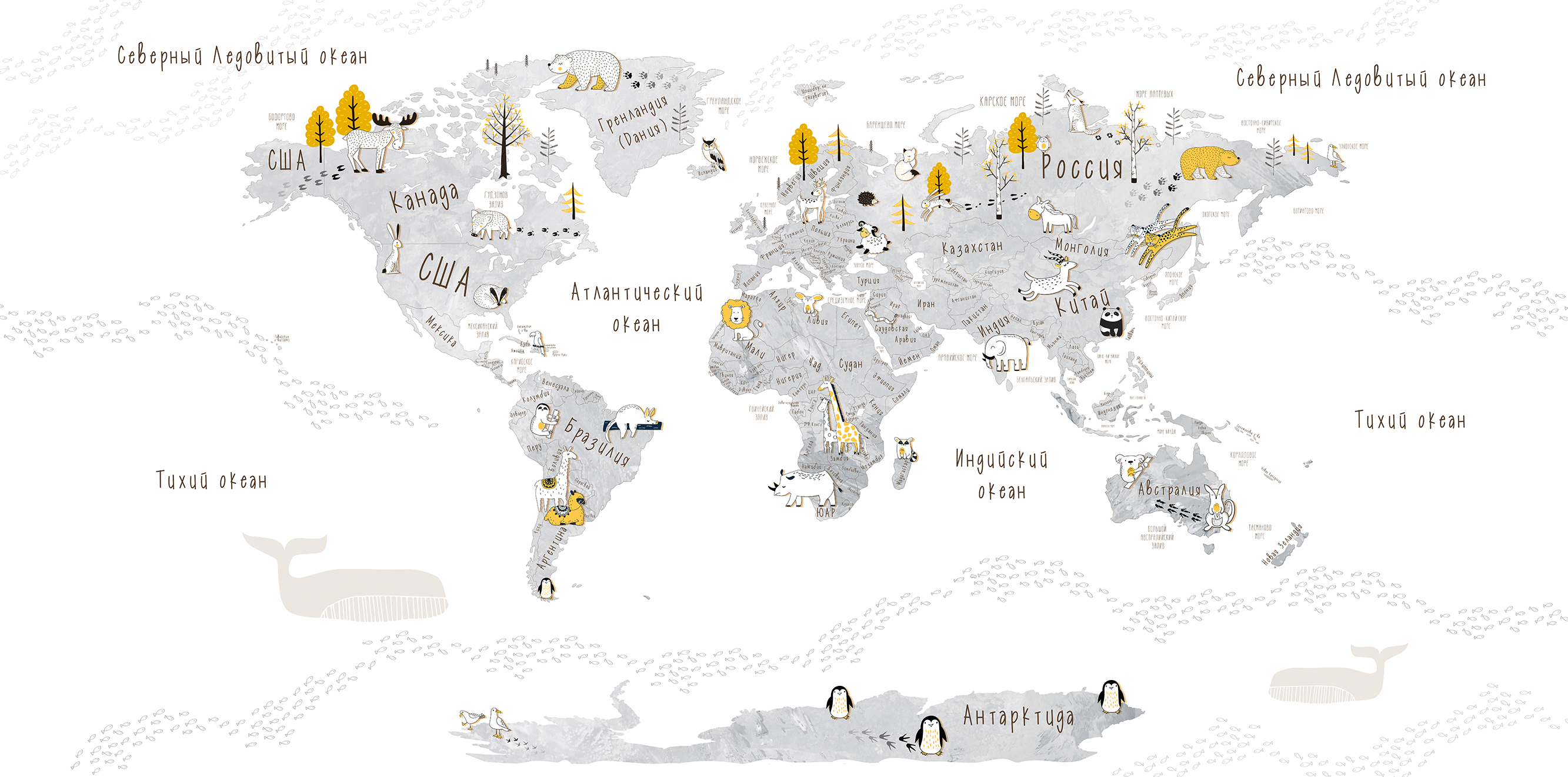 203211 Creativille карта мира в стиле дудл