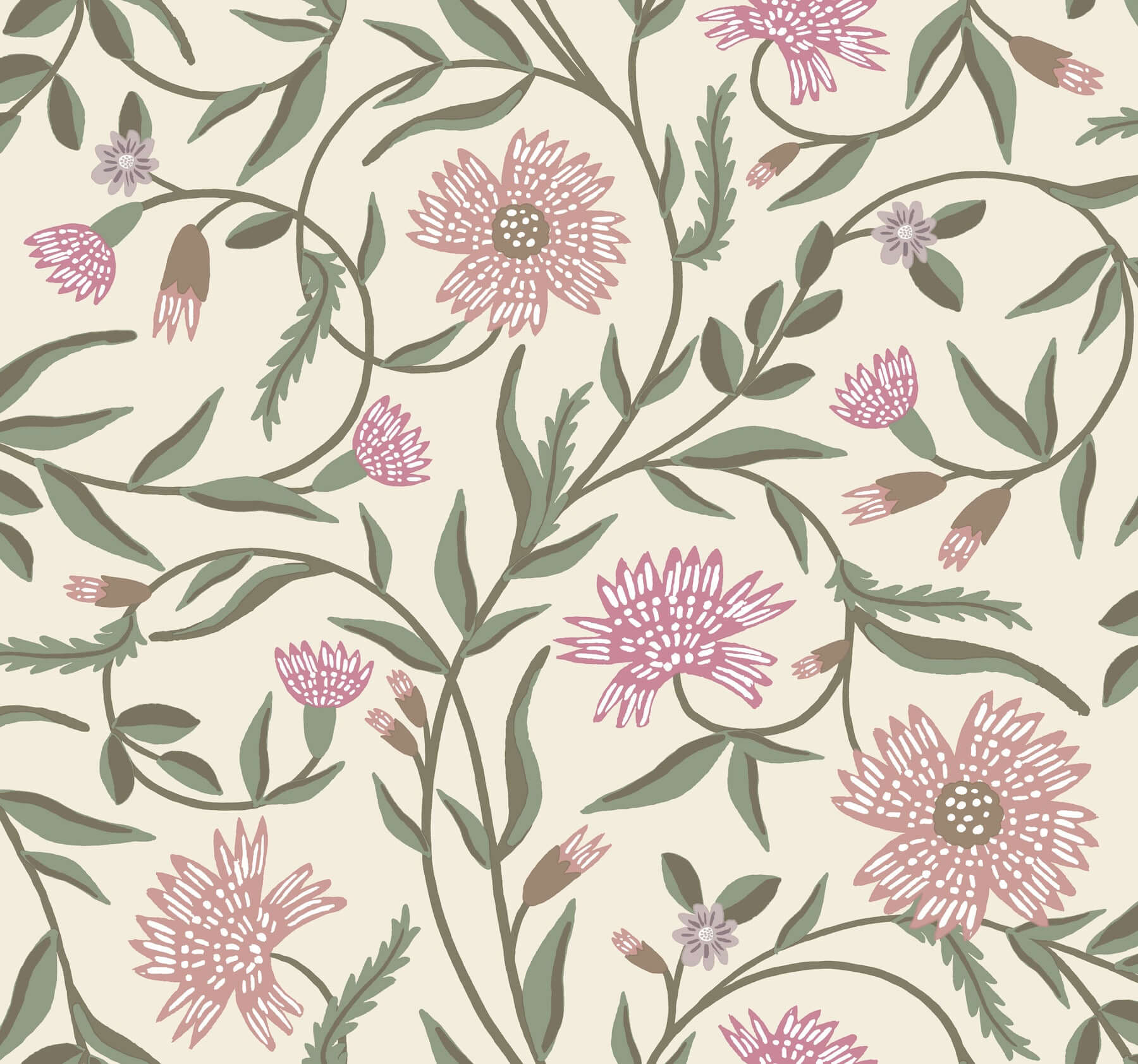 York  Rifle Paper Co. Wallcoverings  Aster Wallpaper- Linen & Rose RF7436