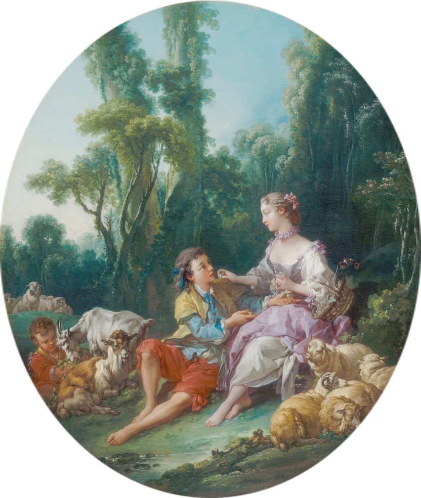 Affresco Жанровые сцены Francois Boucher, Are They Thinking about the Grape