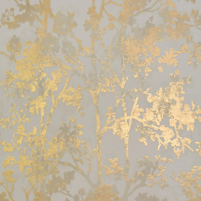York  Antonina Vella Modern Metals  Shimmering Foliage Wallpaper- Almond/Gold NW3582