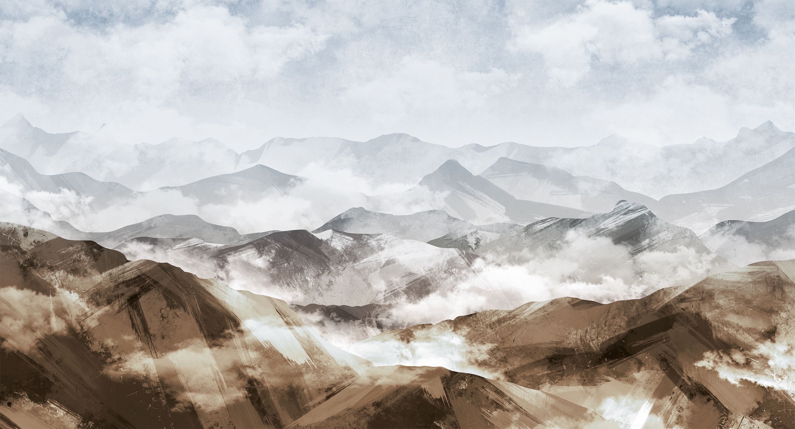 257021 Creativille горный пейзаж с облаками