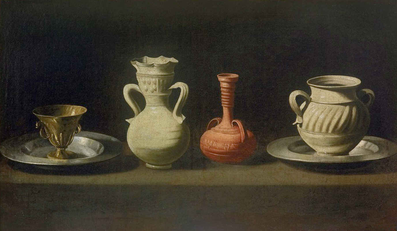 Affresco Натюрморт Francisco de Zurbaran, Still Life with Four Vessels