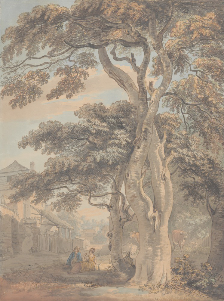 Affresco Классические пейзажи Paul Sandby, Couple in a Farmyard