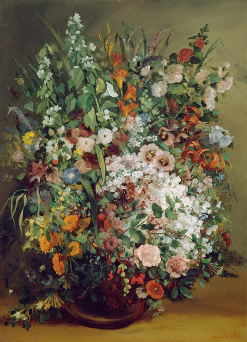 Affresco Натюрморт Courbet Gustave, Bouquet of Flowers in a Vase