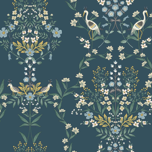 York  Rifle Paper Co.  Luxembourg Wallpaper- Teal RP7331