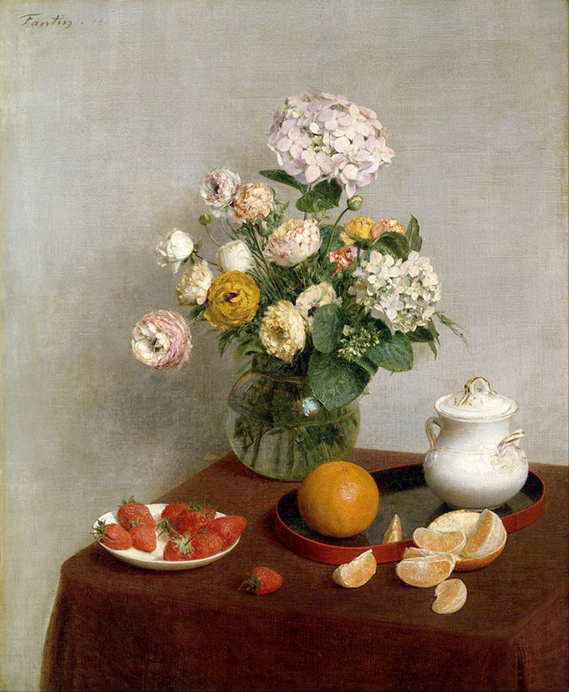 Affresco Натюрморт Henri Fantin Latour, Flowers and Fruit 2