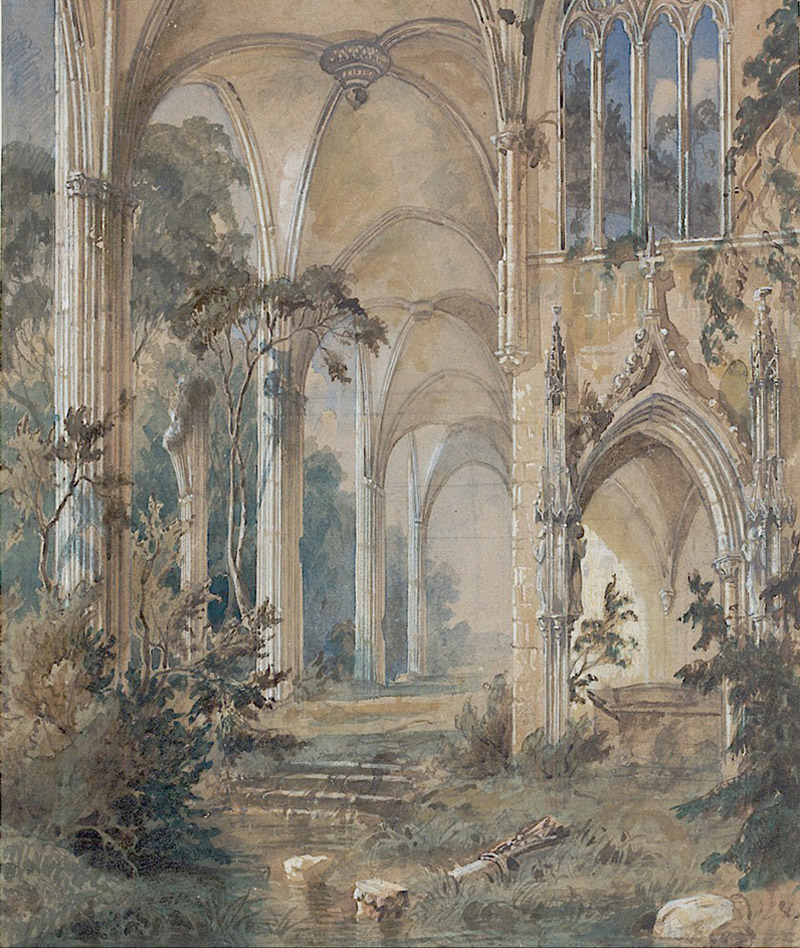 Affresco Классические пейзажи Carl Blechen, Gothic Church Ruin