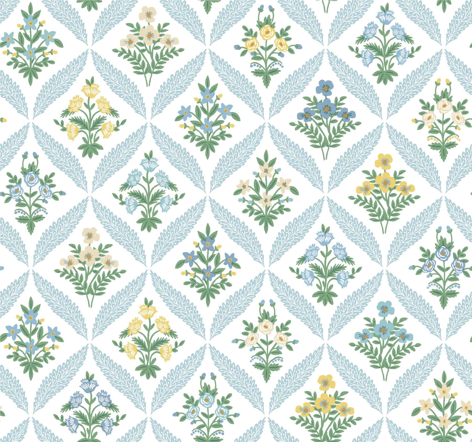 York  Rifle Paper Co. Wallcoverings  Estee Garden Wallpaper- Blue Multi RF7514