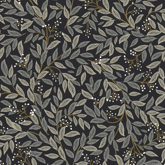 York  York Premium Peel + Stick  Willowberry Premium Peel + Stick Wallpaper- Black PSW1472RL