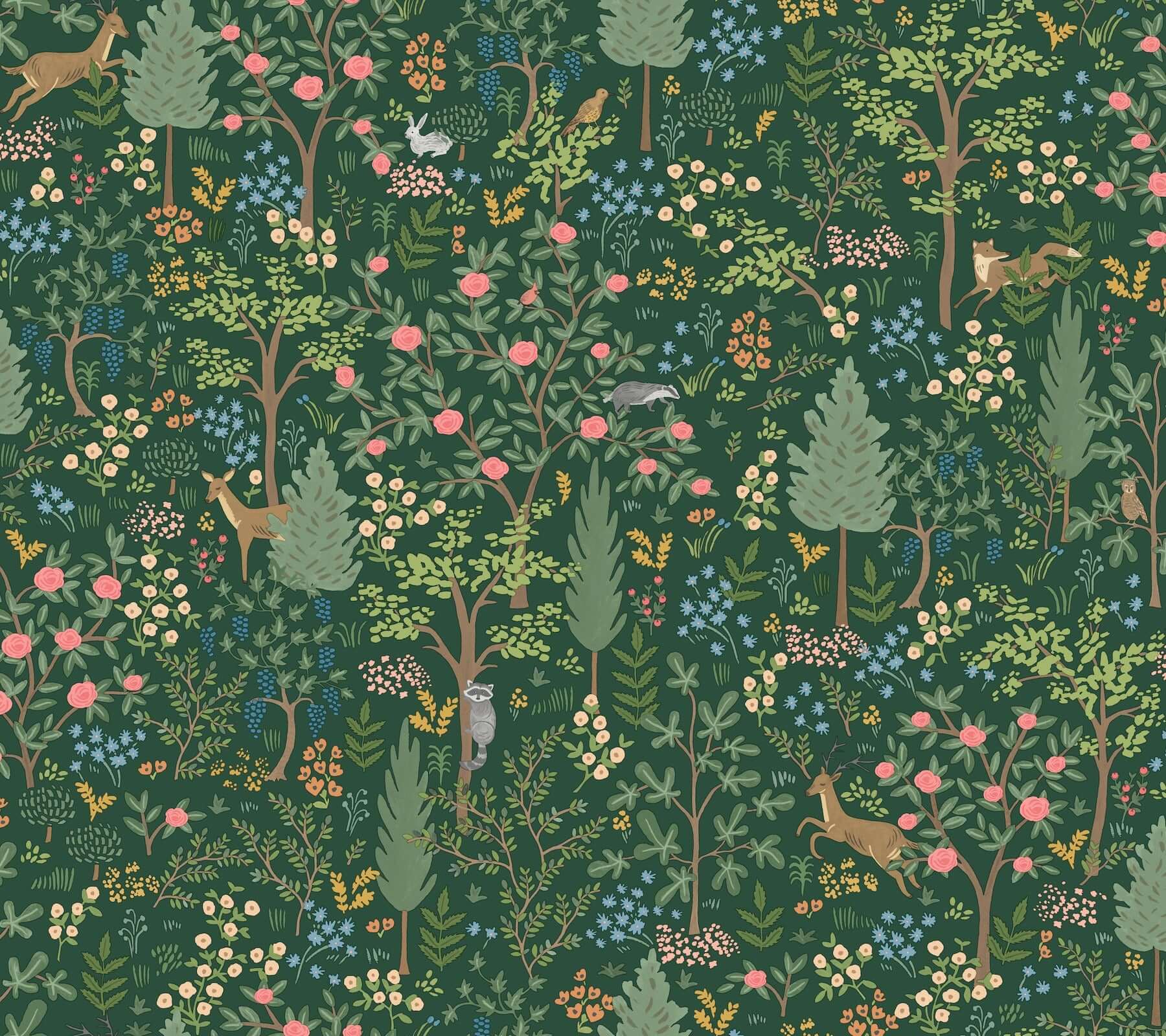 York  Rifle Paper Co. Premium Peel & Stick Wallpaper  Woodland Peel + Stick Wallpaper- Emerald PSW1548RL