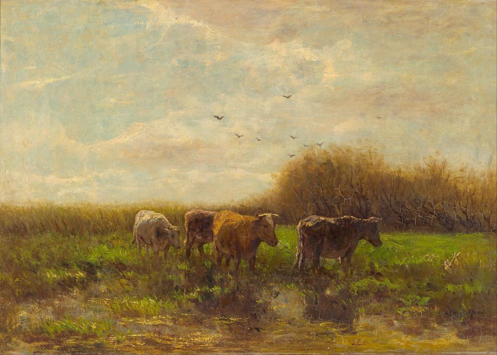 Affresco Классические пейзажи Willem Maris, Cows at evening