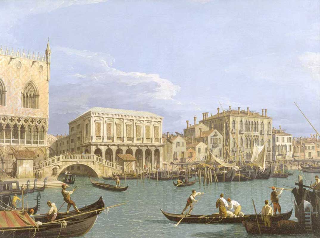 Affresco Классические пейзажи Giovanni Antonio, Canal called Canaletto View of the Riva degli Schiavoni Venice
