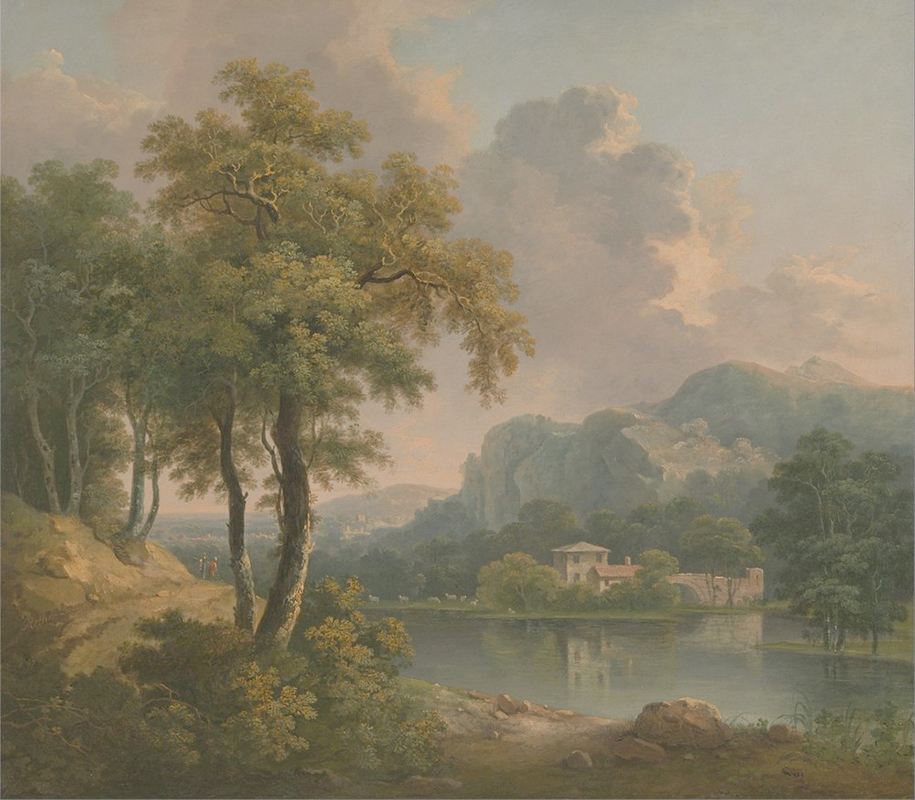 Affresco Классические пейзажи Abraham Pether, Wooded Hilly Landscape