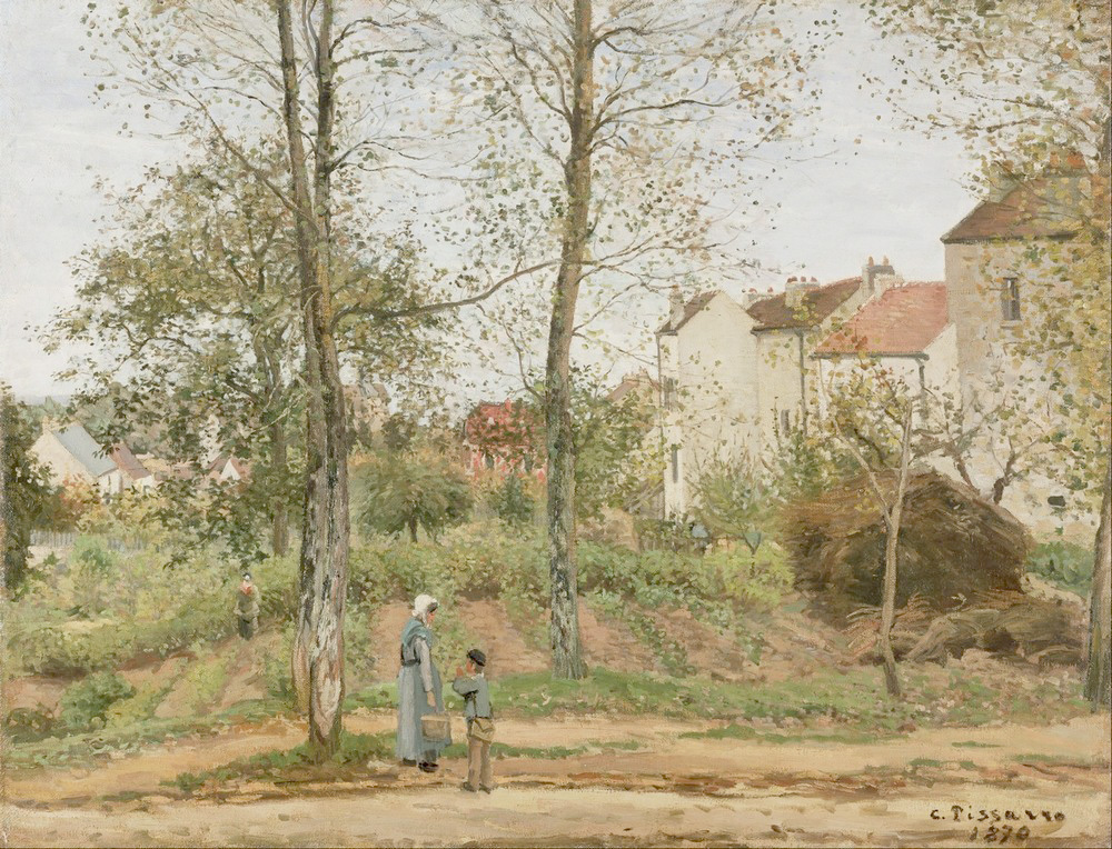 Affresco Импрессионисты и постимпрессионисты Camille Pissarro, Houses at Bougival Autumn