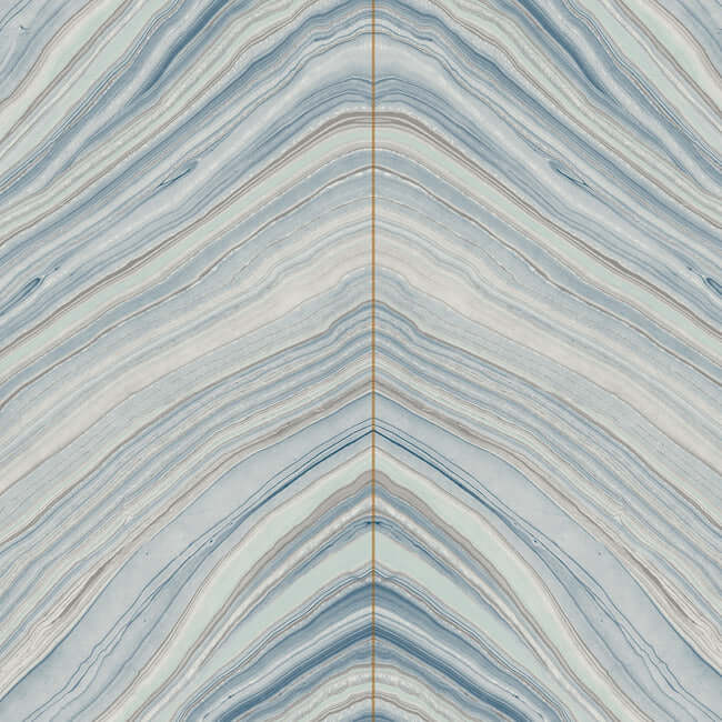 York  Candice Olson Wallcoverings  Onyx Strata Premium Peel + Stick Wallpaper- Mist Blue PSW1421RL