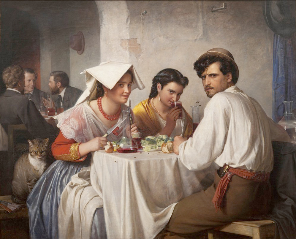 Affresco Жанровые сцены Carl Bloch, In a Roman Osteria