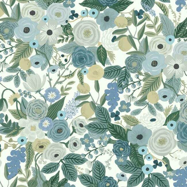 York  Rifle Paper Co. Wallcoverings  Garden Party Wallpaper- Indigo Multi RI5120