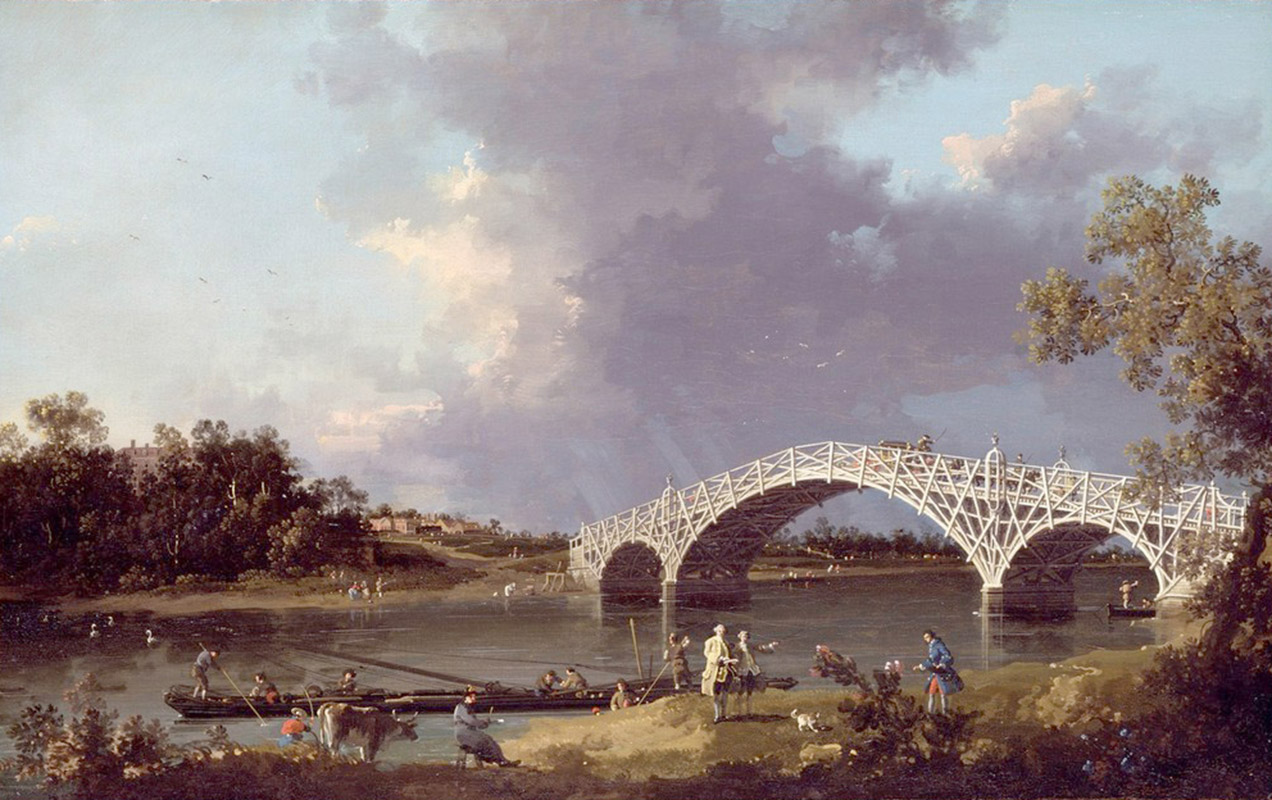 Affresco Классические пейзажи Canaletto, Giovanni Antonio Canal, A View of Walton Bridge