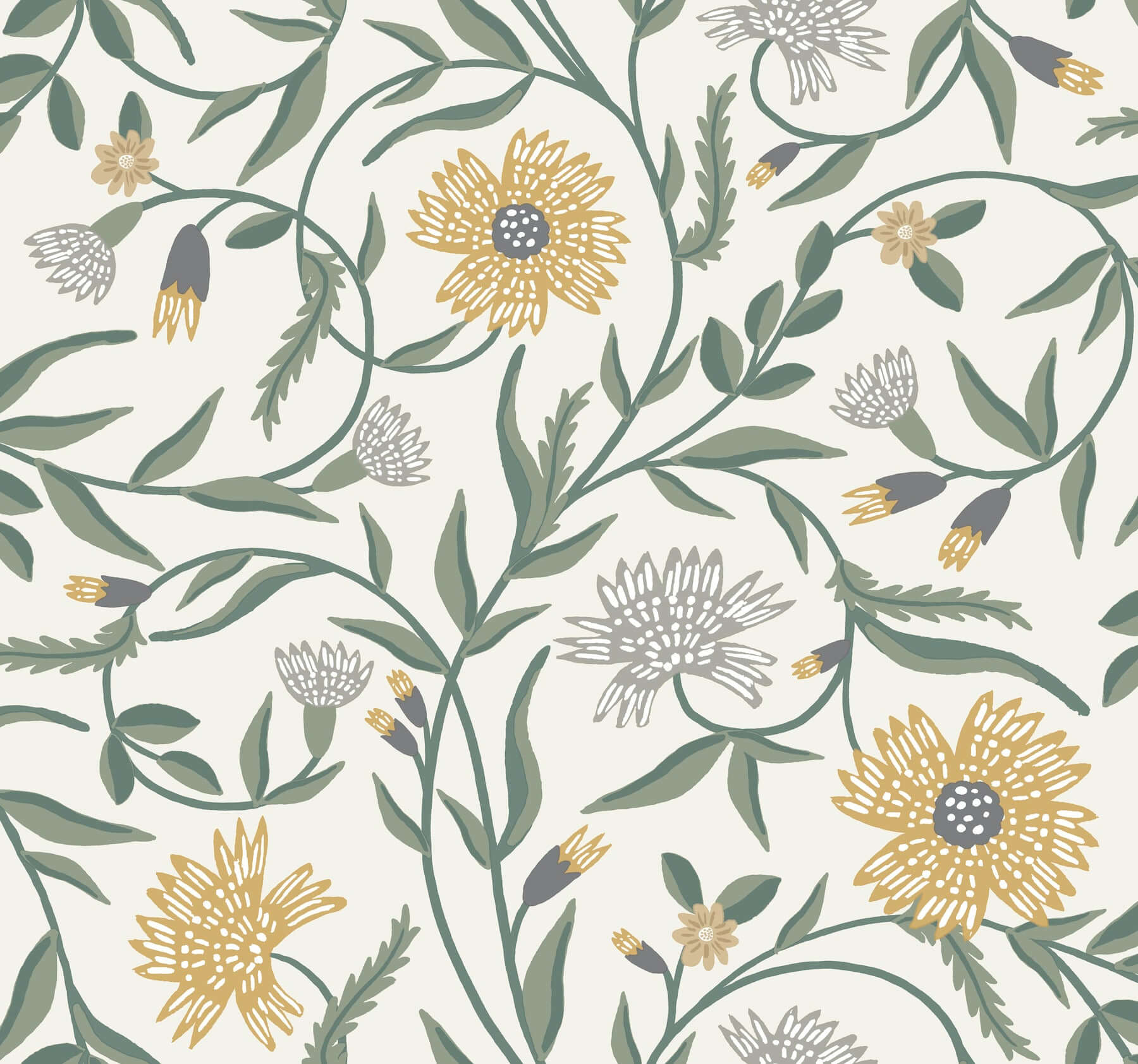 York  Rifle Paper Co. Wallcoverings  Aster Wallpaper- Linen & Gold RF7432
