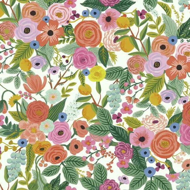York  Rifle Paper Co. Wallcoverings  Garden Party Wallpaper- Rose Multi RI5119