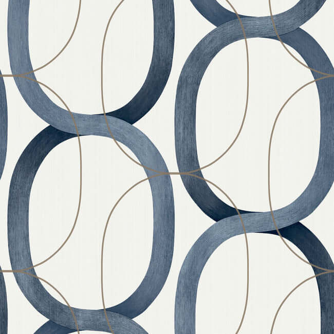 York  Candice Olson Wallcoverings  Interlock Premium Peel + Stick Wallpaper- Navy PSW1420RL