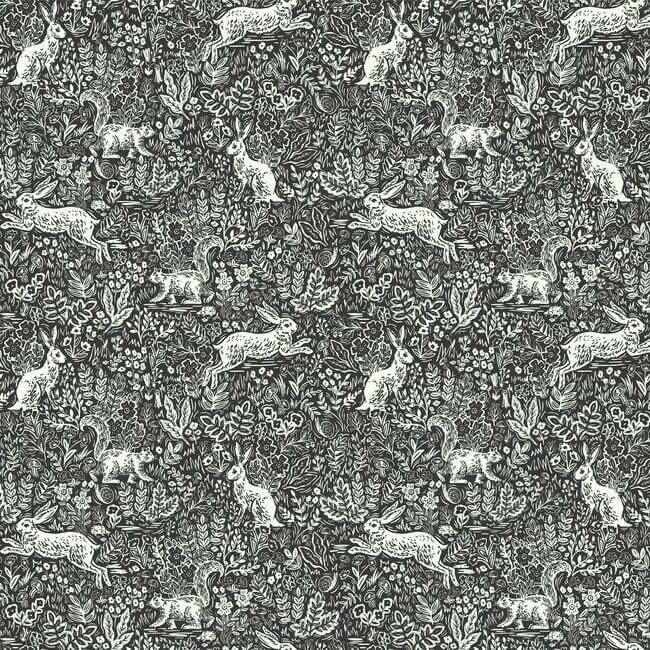 York  Rifle Paper Co. Wallcoverings  Fable Wallpaper- Black & White RI5105