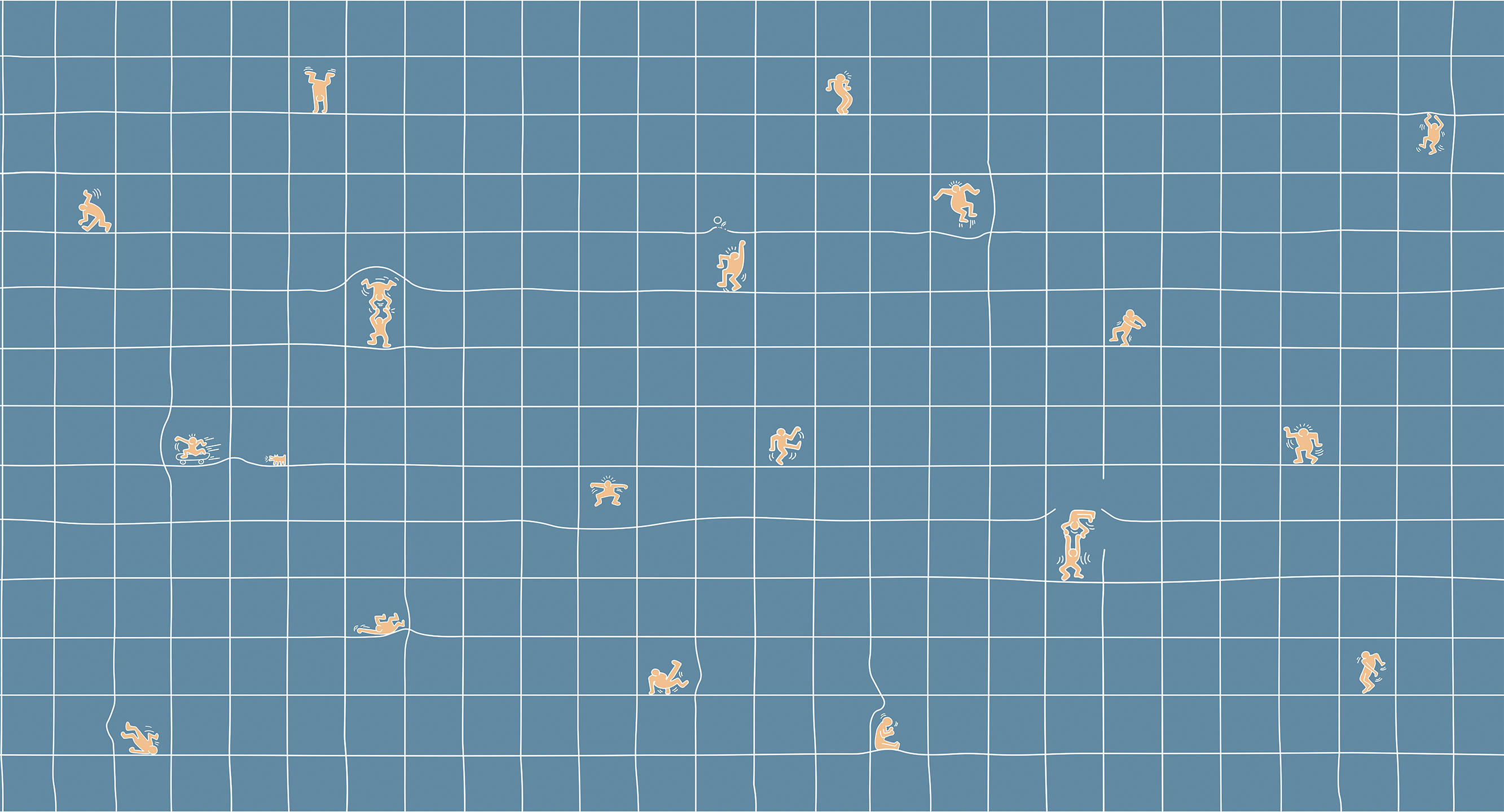 837320 Creativille Забавные человечки на фоне в клетку