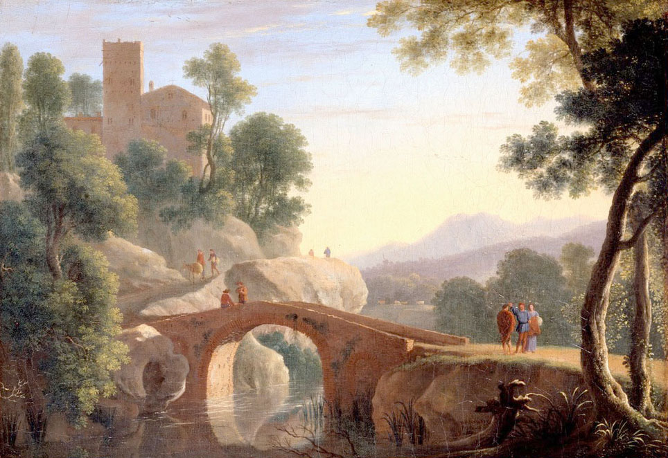 Affresco Классические пейзажи Van Swanevelt, Herman Italian Landscape with Bridge