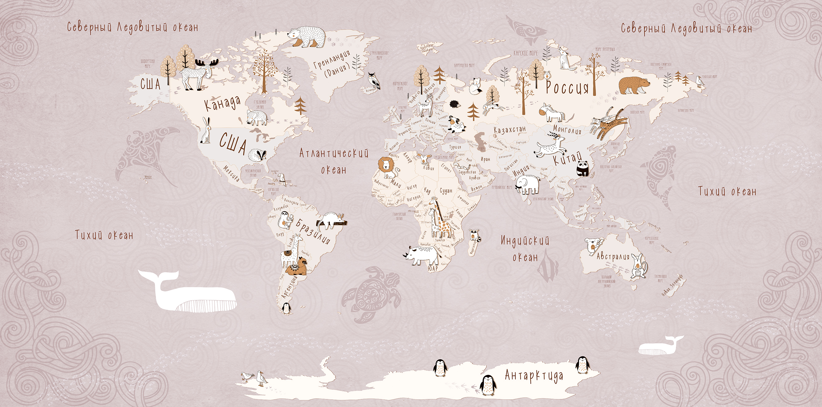 203240 Creativille карта мира в стиле дудл