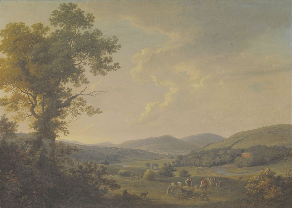 Affresco Классические пейзажи William Ashford,  Landscape with Haymakers and a Distant View of a Georgian House