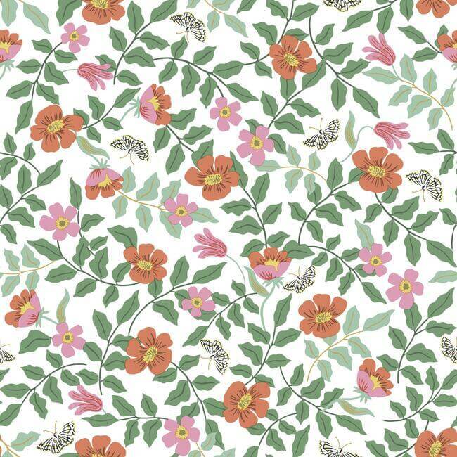 York  Rifle Paper Co. Wallcoverings  Primrose Premium Peel + Stick Wallpaper- Rose and Cream PSW1313RL