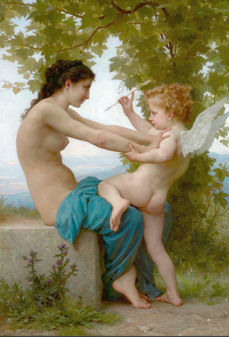 Affresco Античные сюжеты William Adolphe Bouguereau A Young Girl Defending Herself Against Eros 2