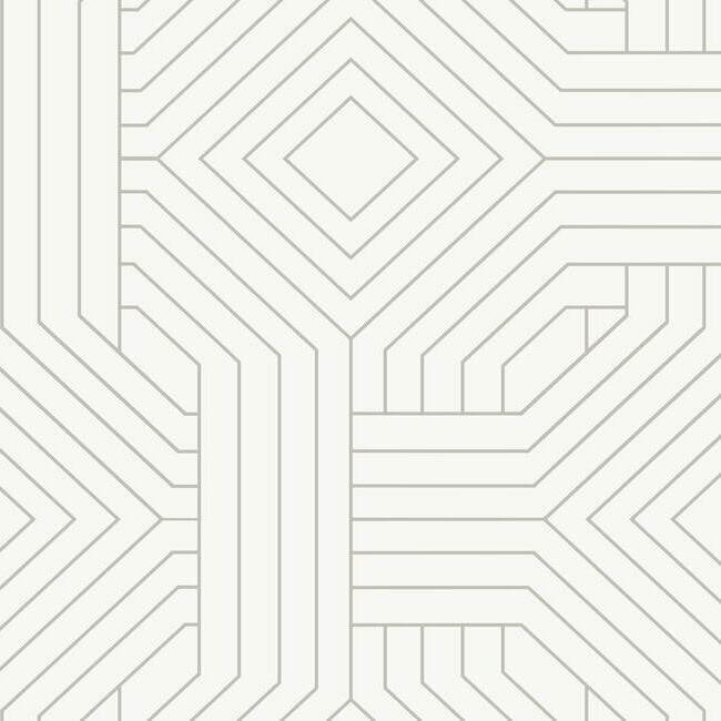 York  Candice Olson Modern Artisan Second Edition  Diverging Diamonds Wallpaper- Fantasy White CI2374