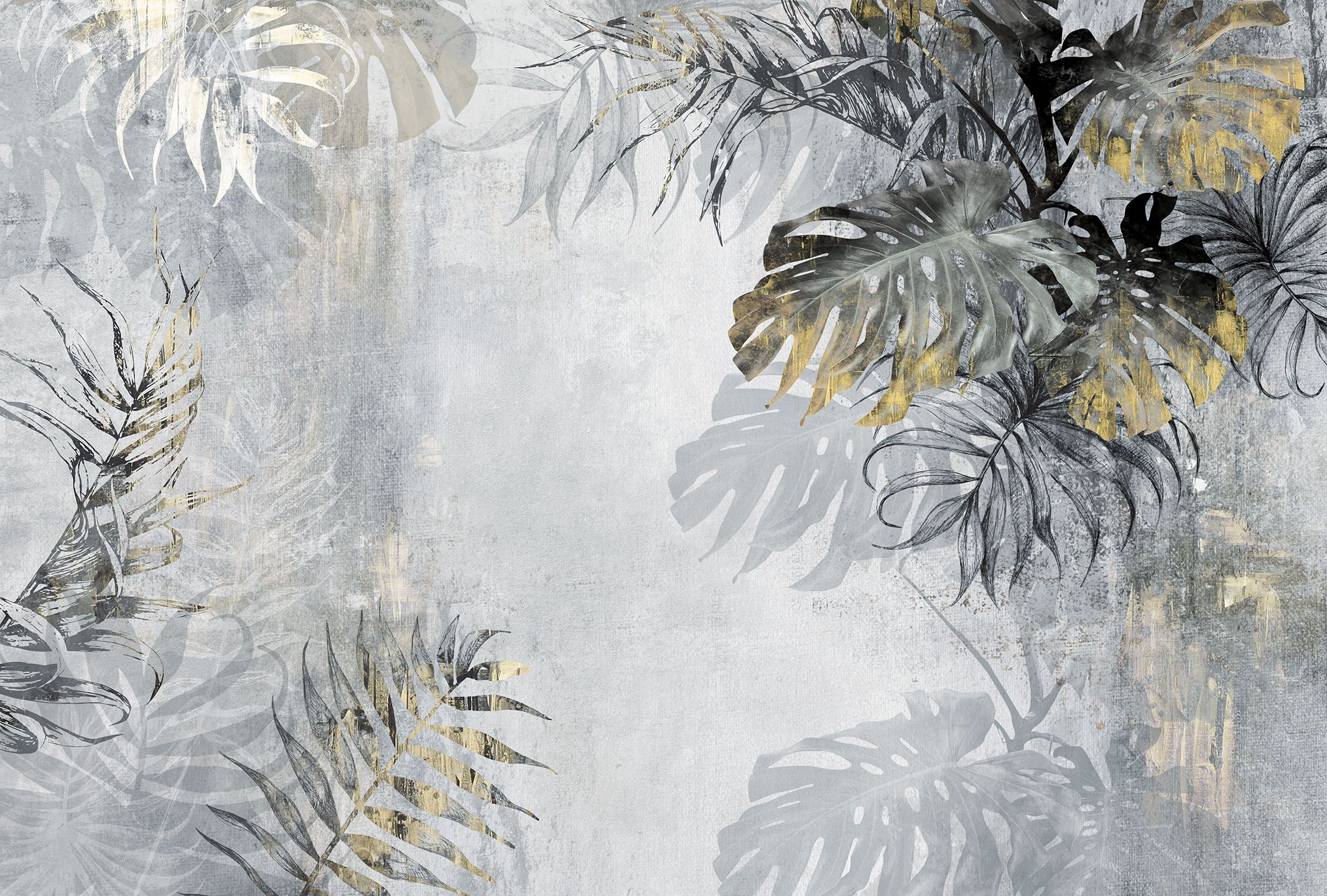 424226 Creativille тропические листья на гранжевом фоне