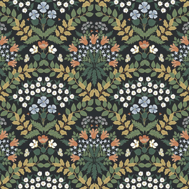 York  Rifle Paper Co.  Bramble Wallpaper- Black RP7318