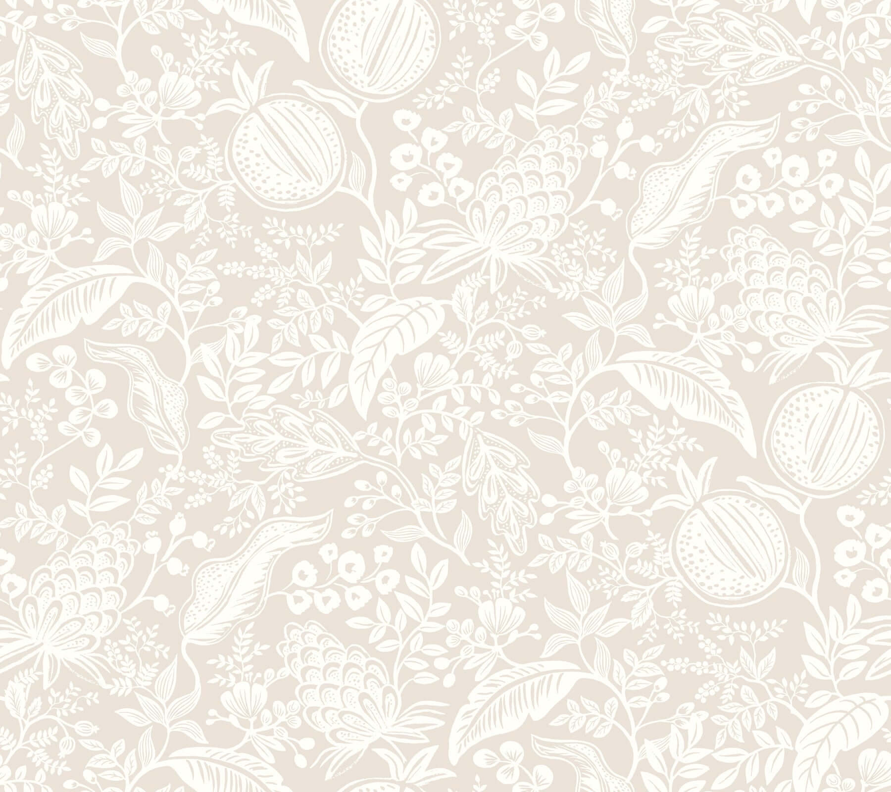 York  Rifle Paper Co. Wallcoverings  Pomegranate Wallpaper- Beige & White PSW1629RL