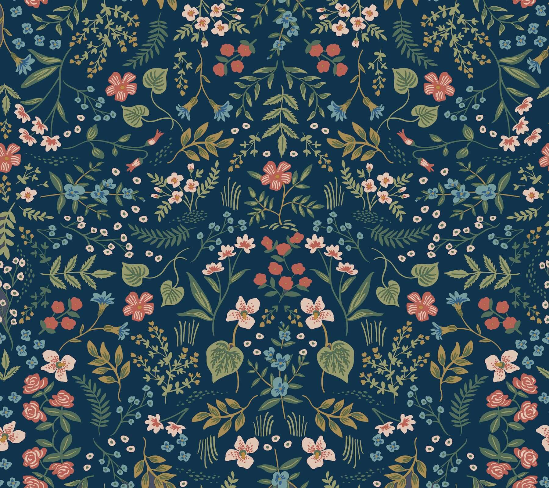 York  Rifle Paper Co. Wallcoverings  Wildwood Wallpaper- Navy PSW1622RL
